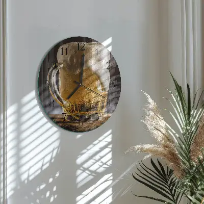 Ronde glazen wandklok Bier