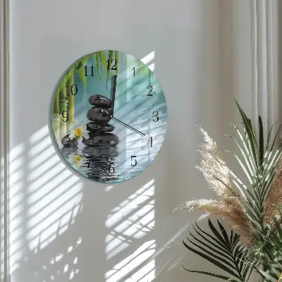Wandklok glas decoratie rond Stenen