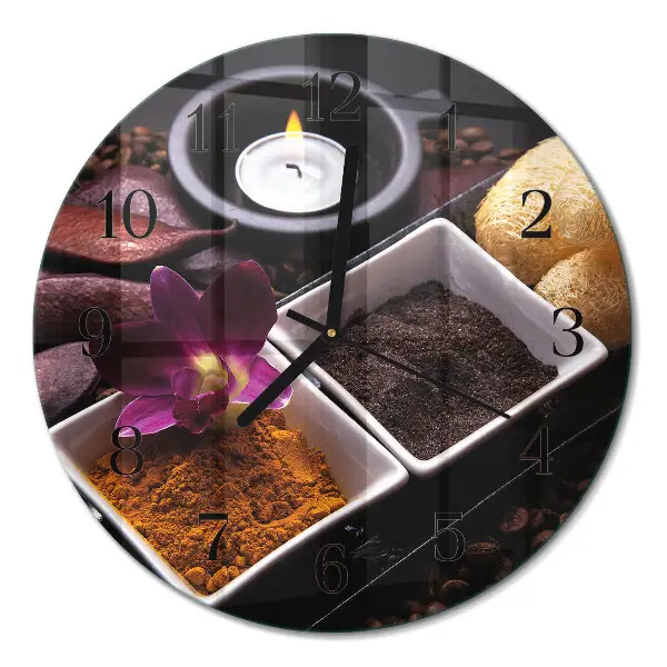 Ronde glas klok Orchidee