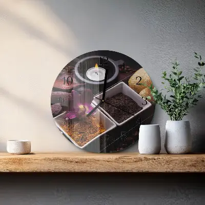 Ronde glas klok Orchidee