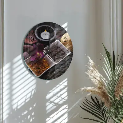 Ronde glas klok Orchidee