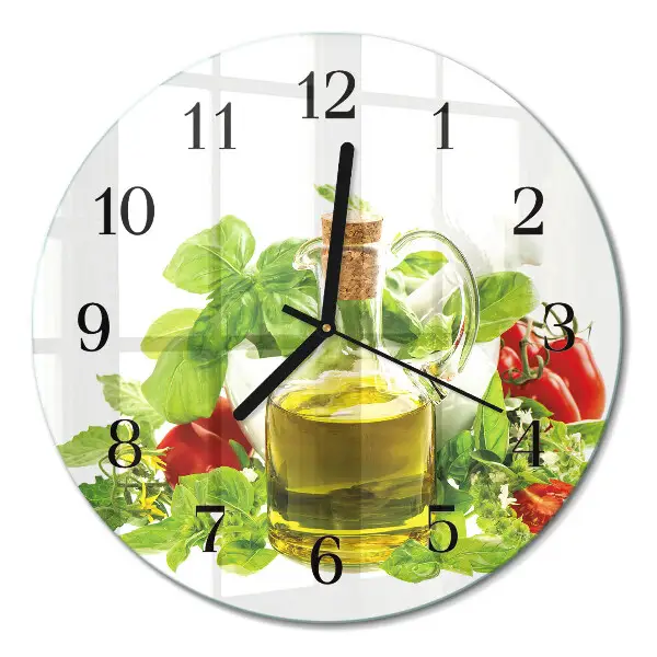 Klok glas met opdruk rond Basilicumolie