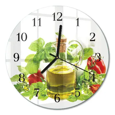 Klok glas met opdruk rond Basilicumolie