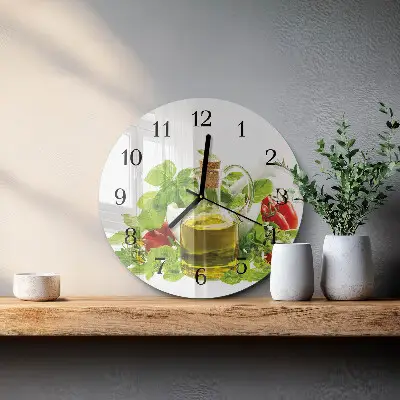 Klok glas met opdruk rond Basilicumolie