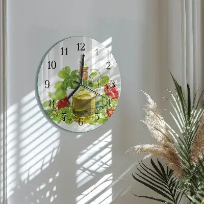 Klok glas met opdruk rond Basilicumolie