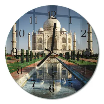 Wandklok glas decoratie rond Taj mahal