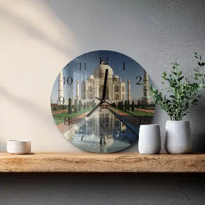 Wandklok glas decoratie rond Taj mahal