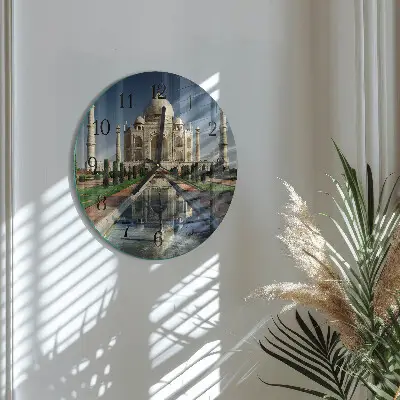Wandklok glas decoratie rond Taj mahal
