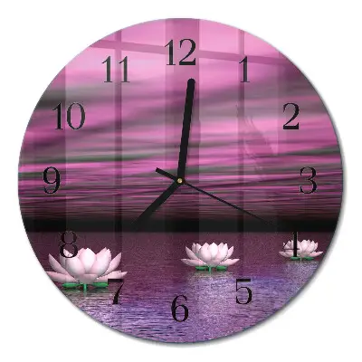 Ronde glazen klok Waterlelies
