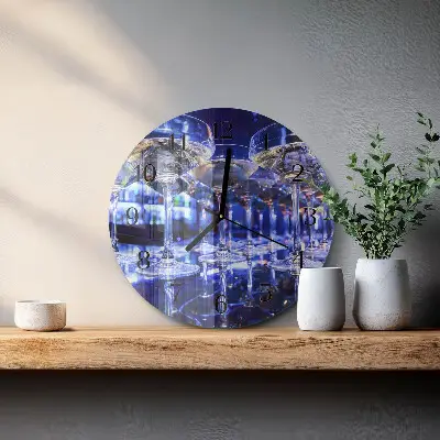 Ronde glazen wandklok Bril