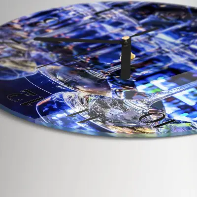 Ronde glazen wandklok Bril