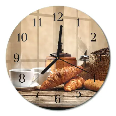 Ronde glazen klok Croissants