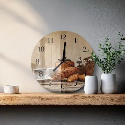 Ronde glazen klok Croissants