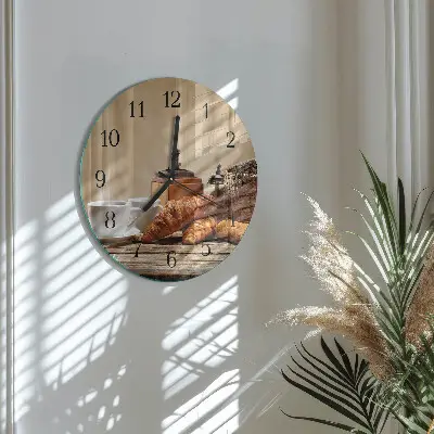 Ronde glazen klok Croissants