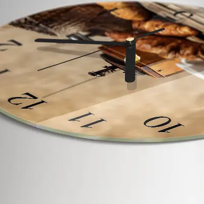 Ronde glazen klok Croissants