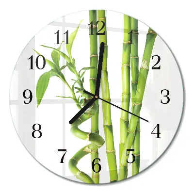 Ronde glas klok Bamboe