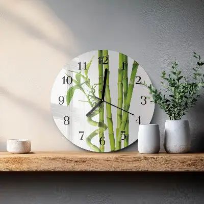 Ronde glas klok Bamboe