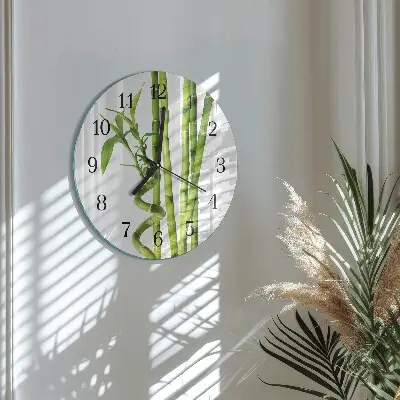 Ronde glas klok Bamboe