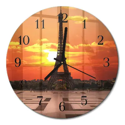 Wandklok glas decoratie rond Eiffeltoren