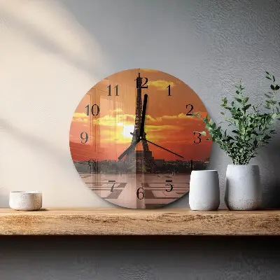 Wandklok glas decoratie rond Eiffeltoren