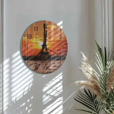Wandklok glas decoratie rond Eiffeltoren