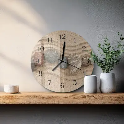 Klok glas met opdruk rond Stenen en zand