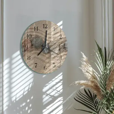 Klok glas met opdruk rond Stenen en zand