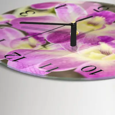 Wandklok glas decoratie rond Bloemen