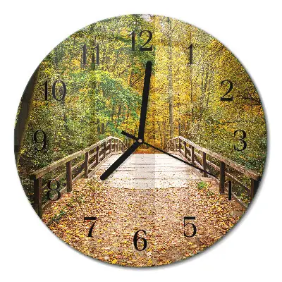 Ronde glazen wandklok Bosbrug