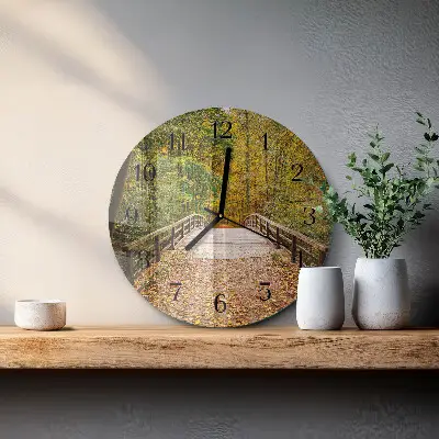 Ronde glazen wandklok Bosbrug