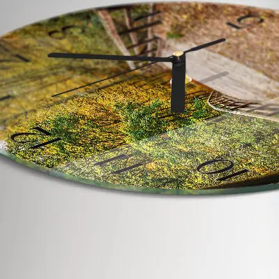 Ronde glazen wandklok Bosbrug