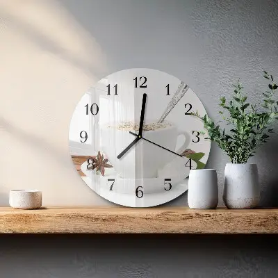 Ronde glazen wandklok Een kopje anijs