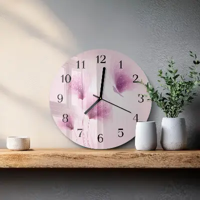 Ronde glazen wandklok Bloemen