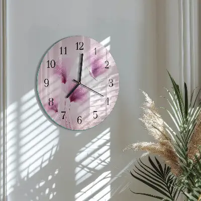 Ronde glazen wandklok Bloemen