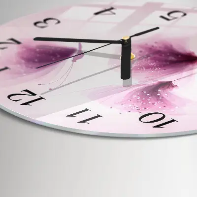 Ronde glazen wandklok Bloemen