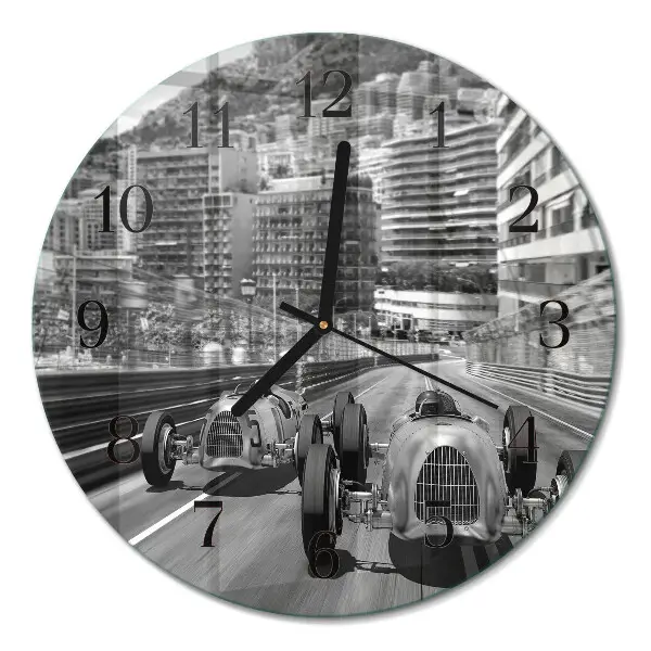 Ronde glas klok Raceauto