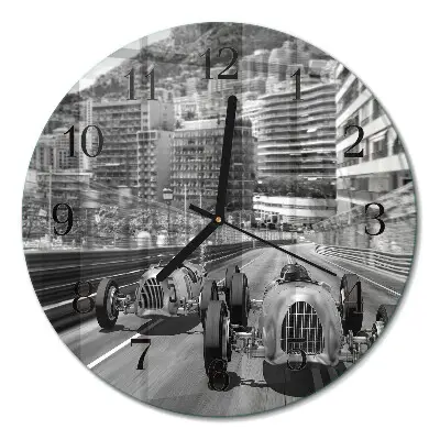 Ronde glas klok Raceauto