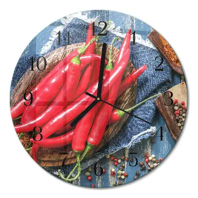Ronde glas klok Chilipeper