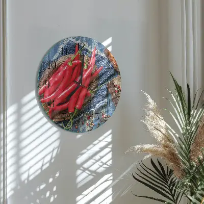 Ronde glas klok Chilipeper