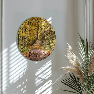 Ronde glazen wandklok Bospad