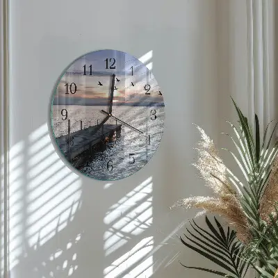 Wandklok glas decoratie rond Vogels bij het meer