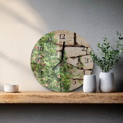 Ronde glazen wandklok Stenen van de natuur