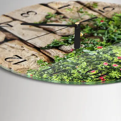 Ronde glazen wandklok Stenen van de natuur