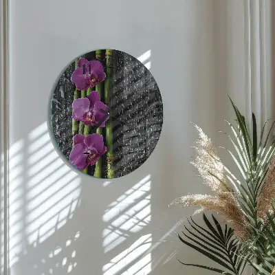Wandklok glas decoratie rond Orchidee