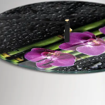 Wandklok glas decoratie rond Orchidee