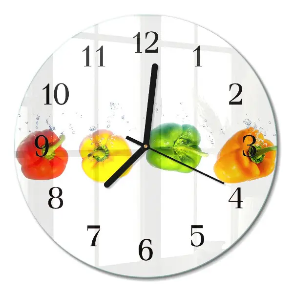 Wandklok glas decoratie rond Peper