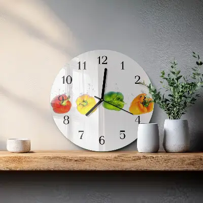 Wandklok glas decoratie rond Peper