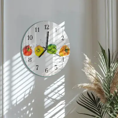 Wandklok glas decoratie rond Peper