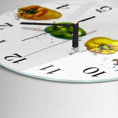 Wandklok glas decoratie rond Peper