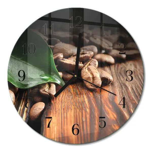 Wandklok glas decoratie rond Koffiebonen